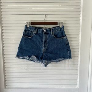 Everlane The Cheeky Raw Hem Button Fly Denim Jeans Shorts Size 27